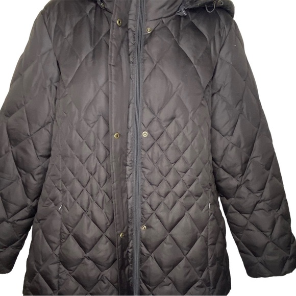 Macintosh New England Women's Quilted Winter Coat M Brown Removable Hood Zipper - Picture 14 of 15